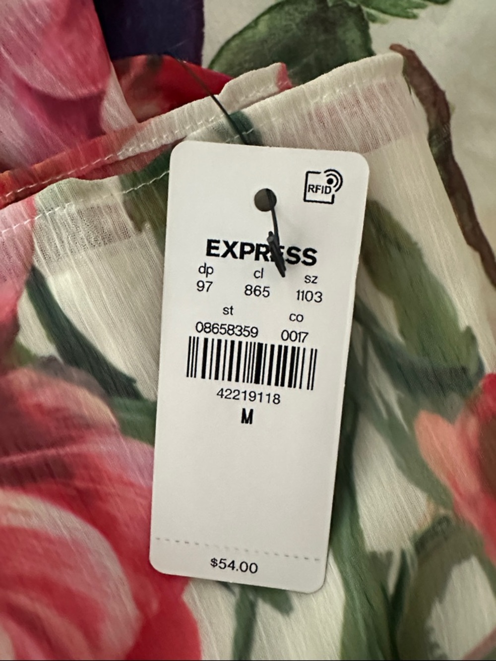 Express Floral Wrap Peplum Blouse - Pink/Green - Picture 4 of 4